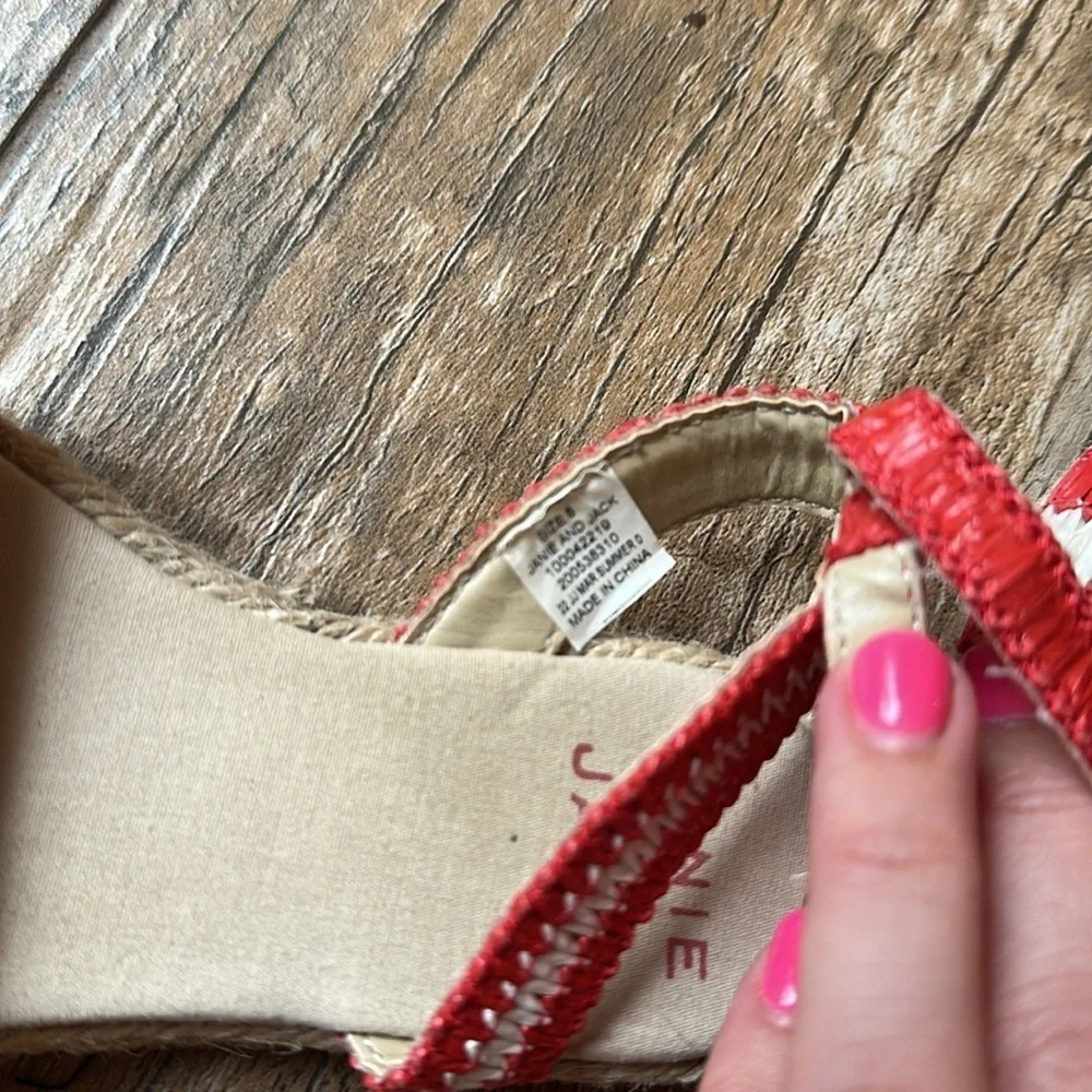 Janie And Jack Striped red Espadrille Sandals size 8 toddler